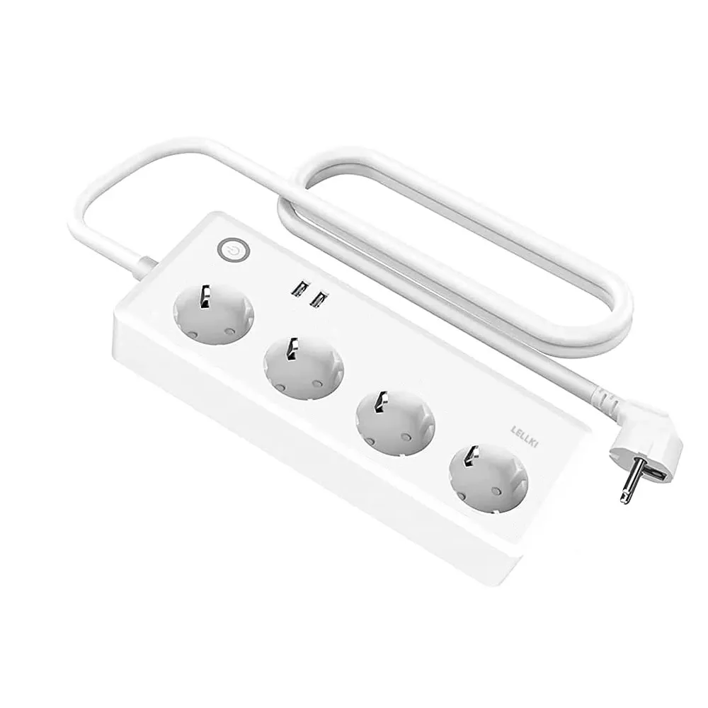 LELLKI WP34 — Power Strip 10A 4AC + 2USB