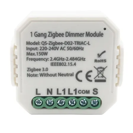 Lonsonho QS-Zigbee-D02-TRIAC-L — Dimmer Switch Module No Neutral 1 Gang