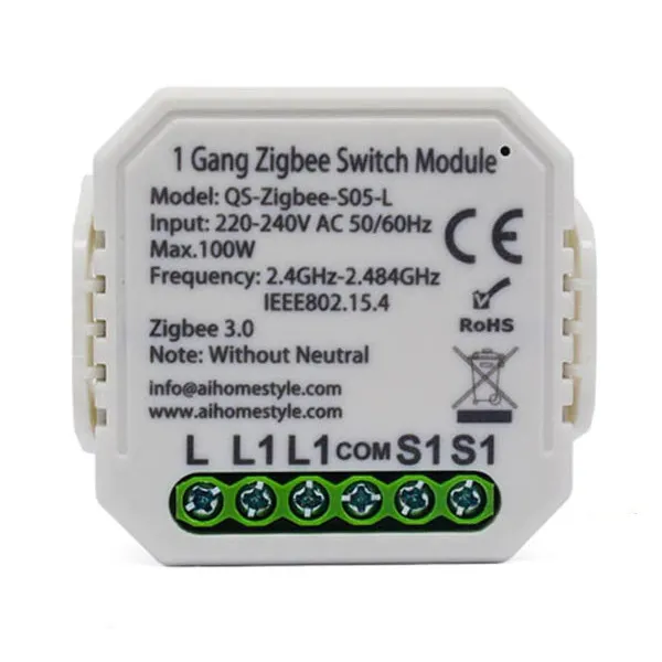 Lonsonho QS-Zigbee-S05-L — 1 Gang Switch Module No Neutral