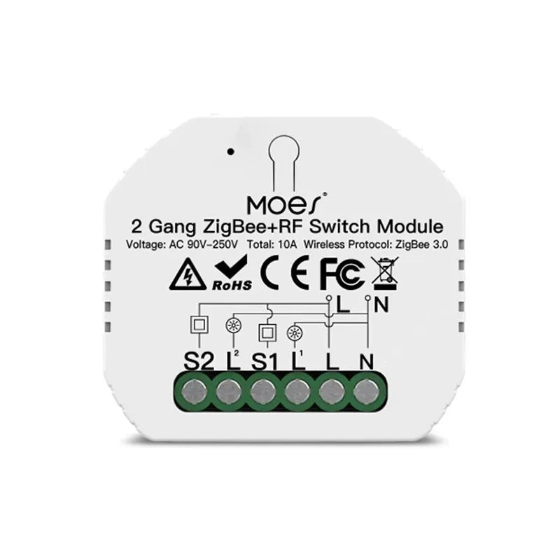 Moes MS-104BZ — Switch Module ZigBee+RF 2 Gang