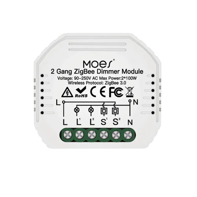 Moes MS-105B — 2 Gang Zigbee Dimmer Module